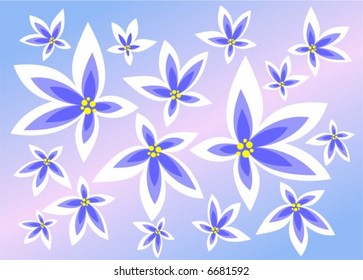 The violet stylized flowers on a light violet background.