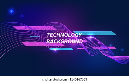 Violet technology background with abstract digital wave. Modern cosmic illustration, vector sport poster, eps10