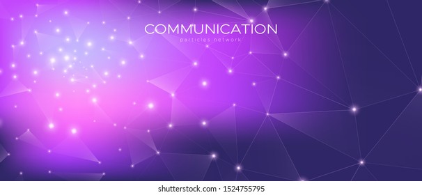 Violet Technology Elements. Data Stream. Blue Grid Network. Purple Triangles Background. Technology Business. Dark Data Tech. Blue Depth Network. Magic Polygonal Background. Dark Data Motion.