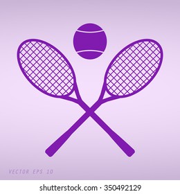 Violet Tennis rackets with ball vector icon 