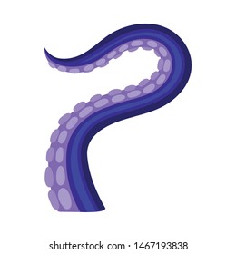 Violet tentacle of the octopus is bent to the left. Vector illustration on white background.