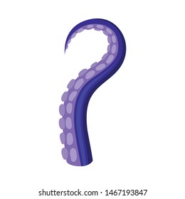 Violet tentacle octopus with a half-ring on the end to the left. Vector illustration on white background.