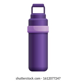 Violet thermo flask icon. Cartoon of violet thermo flask vector icon for web design isolated on white background
