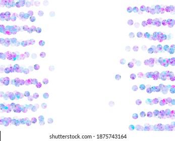 Violet tinsels confetti scatter vector background. Delicate lustering sequin particles holiday glitter flatlay. Holiday confetti placer shining pattern.