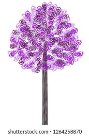 Violet tree isolated
