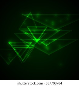 Violet triangles. Bright shiny triangles on a dark background. Abstract background