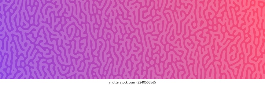Violet Turing reaction gradient background. Abstract diffusion pattern with chaotic shapes. Vector illustration