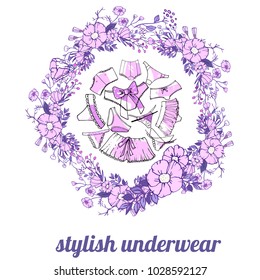 violet underpants in flower round
