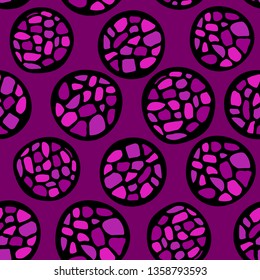 violet vector abstract seamless pattern, little mosaical circles, hand drawn