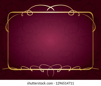 violet vector background with beautiful golden frame