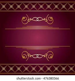 violet vector background with golden decorative ornaments