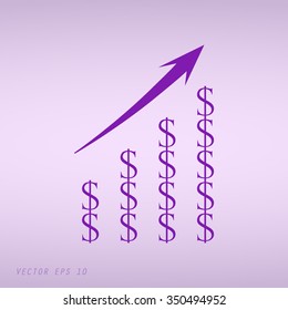 Violet Vector Business Growing Chart Presentation Icon