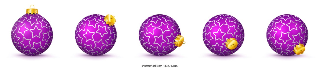 Violet Vector Christmas Balls Set with Texture - X-Mas Baubles