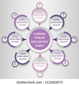 Violet vector circle infographic design element. Template for diagram, graph, presentation and chart. Business concept with 4 options, parts, steps or processes