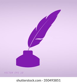 Violet Vector feather and ink bottle icon