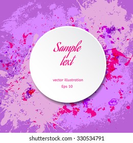 Violet vector frame with blots, copyspace for your text
