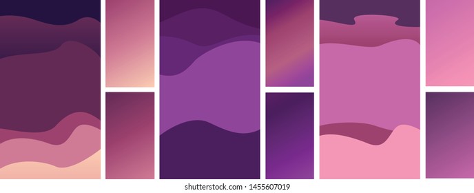 Violet vector gradient backgrounds for mobile applications, stories or highlights, web banners