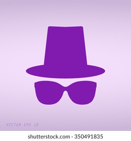 Violet Vector Icon Set Hats and sunglasses Collection