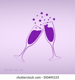 Violet  vector illustrations glasses of champagne