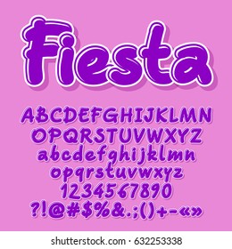 Violet vector letters, numbers, symbols, Font contains graphic style.