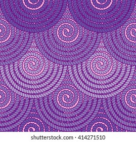 Violet vector seamless pattern with spiral rope ornament