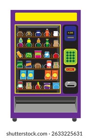 Violet Vending Machine isolated on white background. Editable Clip Art. 