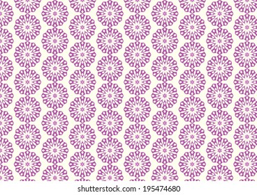 Violet Vintage blossom and modern shape pattern on pastel background. Classic bloom pattern style for design