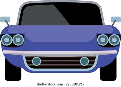Violet vintage car icon. Transport front view