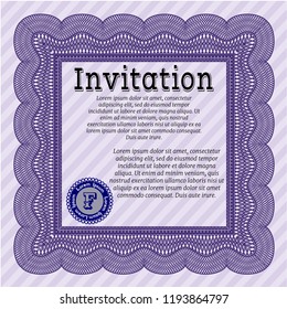 Violet Vintage invitation. Artistry design. Customizable, Easy to edit and change colors. Easy to print. 