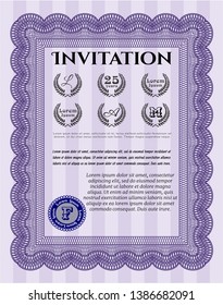 Violet Vintage invitation. Artistry design. Customizable, Easy to edit and change colors. Easy to print. 