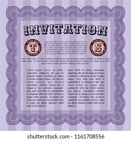 Violet Vintage invitation. With background. Customizable, Easy to edit and change colors. Good design. 