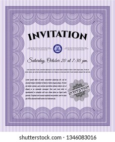 Violet Vintage invitation. With background. Customizable, Easy to edit and change colors. Superior design. 