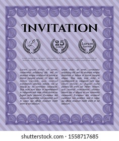 Violet Vintage invitation. With background. Modern design. Customizable, Easy to edit and change colors. 