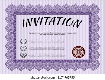 Violet Vintage invitation. With background. Vector illustration. Perfect design. 