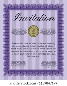 Violet Vintage invitation. Complex background. Artistry design. Vector illustration. 