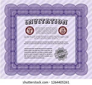 Violet Vintage invitation. With complex background. Customizable, Easy to edit and change colors. Cordial design. 