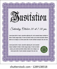 Violet Vintage invitation. With complex background. Customizable, Easy to edit and change colors. Lovely design. 