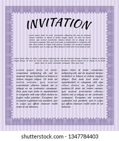 Violet Vintage invitation. With complex linear background. Customizable, Easy to edit and change colors. Artistry design. 