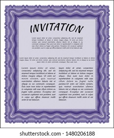 Violet Vintage invitation. Cordial design. Customizable, Easy to edit and change colors. Easy to print. 