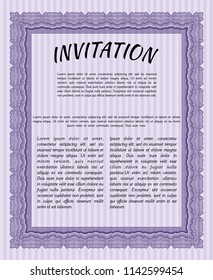 Violet Vintage invitation. Customizable, Easy to edit and change colors. With great quality guilloche pattern. Excellent design. 