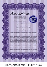Violet Vintage invitation. Customizable, Easy to edit and change colors. With quality background. Excellent design. 