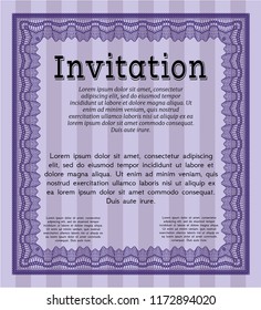 Violet Vintage invitation. Customizable, Easy to edit and change colors. Easy to print. Superior design. 