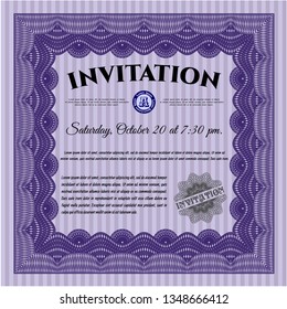 Violet Vintage invitation. Detailed. With background. Sophisticated design. 