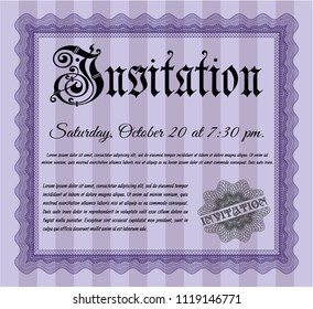 Violet Vintage invitation. Easy to print. Vector illustration. Beauty design. 