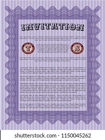 Violet Vintage invitation. Easy to print. Cordial design. Detailed. 