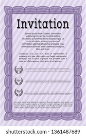 Violet Vintage invitation. Easy to print. Sophisticated design. Detailed. 