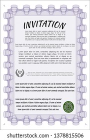 Violet Vintage invitation. Easy to print. Vector illustration. Perfect design. 
