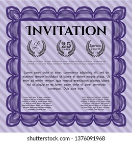 Violet Vintage invitation. Excellent design. Complex background. Customizable, Easy to edit and change colors. 