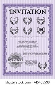 Violet Vintage invitation. Excellent design. Vector illustration. With complex background. 