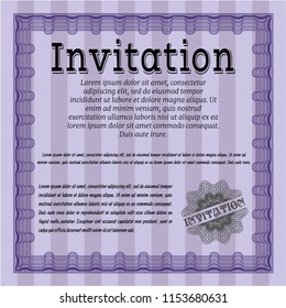 Violet Vintage invitation. Good design. Printer friendly. Customizable, Easy to edit and change colors. 